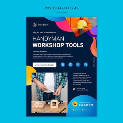 Vertical Poster Template for Handyman Services – Free Download