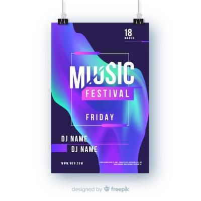 Gradient Music Festival Poster Template – Free Download