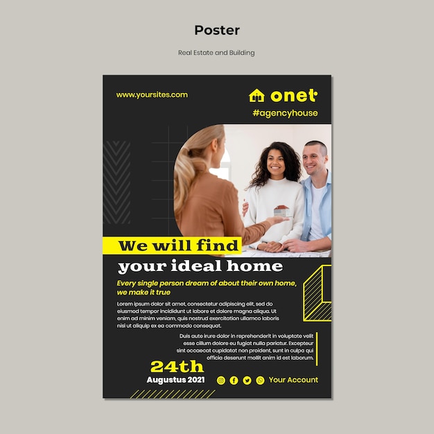 Vertical Poster Template for Real Estate and Building – Free Download