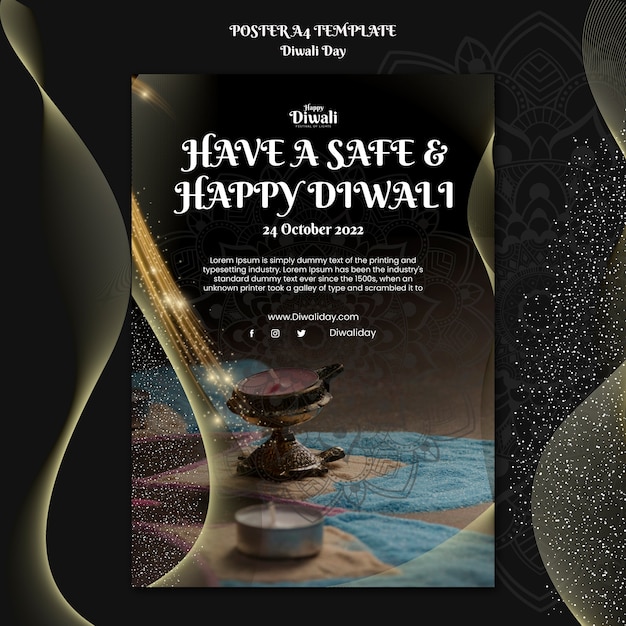 Diwali Celebration Poster Template – Free Download, Download Free Stock Photo