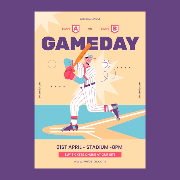 Baseball Poster Template Design – Free Download