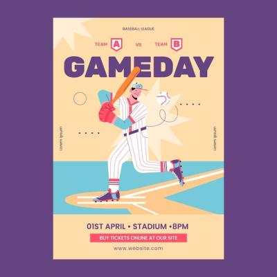 Baseball Poster Template Design – Free Download