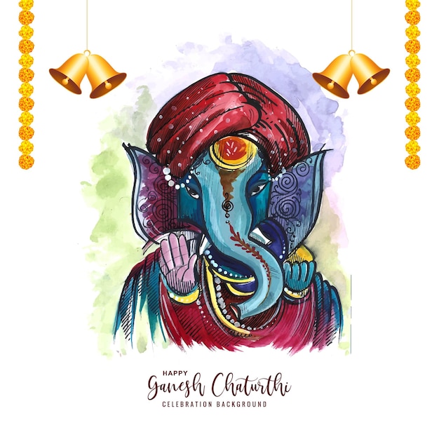 Lord Ganpati Celebration on Ganesh Chaturthi Holiday Card Background – Free Download