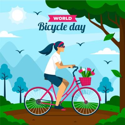 Flat World Bicycle Day Background – Free to Download