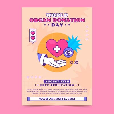 Hand Drawn World Organ Donation Day Vertical Poster Template – Free Download