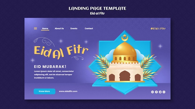 Gradient Eid al-Fitr Template Design for Free Download