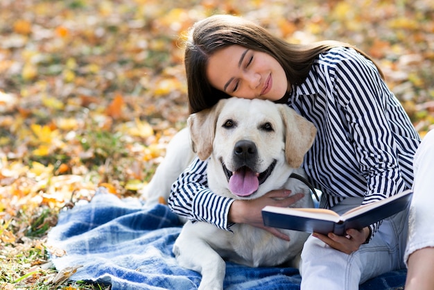 Woman in Love with Her Labrador – Free Stock Photo for Download