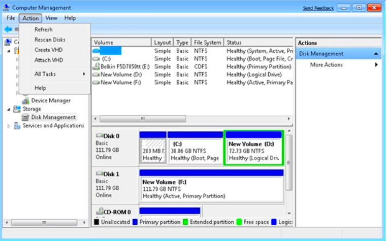 How to Create A Virtual Hard Disk in Windows 7810