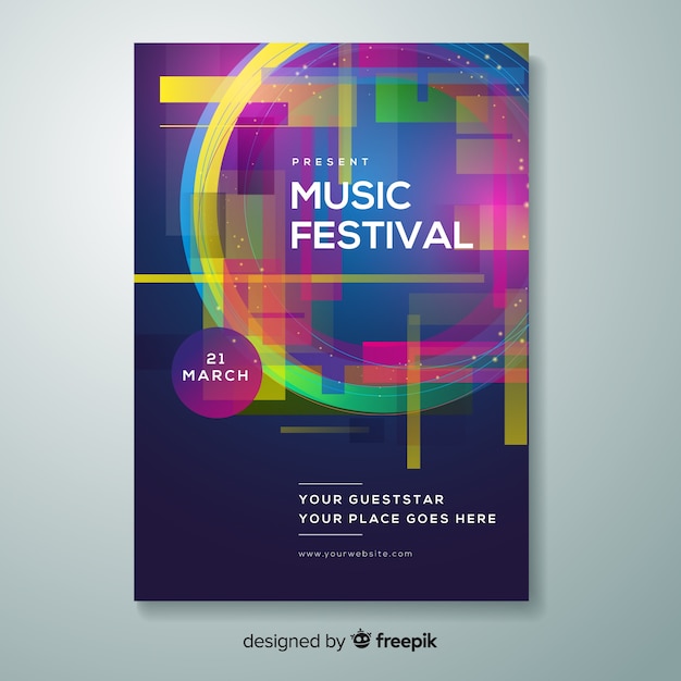 Glitch Music Festival Poster Template – Free Download