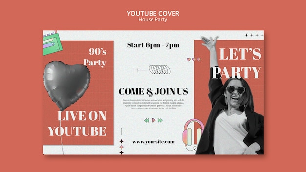 House Music Party YouTube Cover Template – Free Download