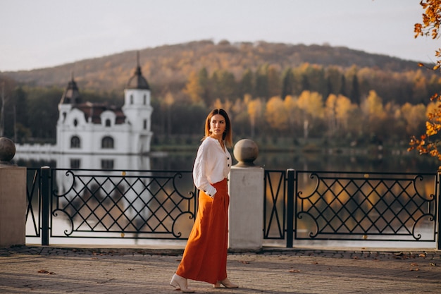 Woman Posing by the Castle and Lake – Free Stock Photo, Download Free