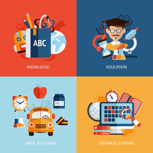 Education Knowledge Icons for Distance Learning – Free Download