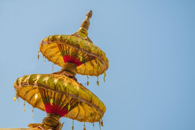 Low Angle View of Yellow Ethnic Umbrella Against Clear Sky – Free Stock Photo for Download