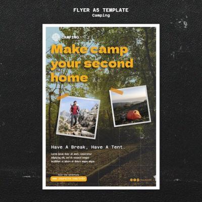 Camping Vertical Flyer Template with Grid Design – Free Download