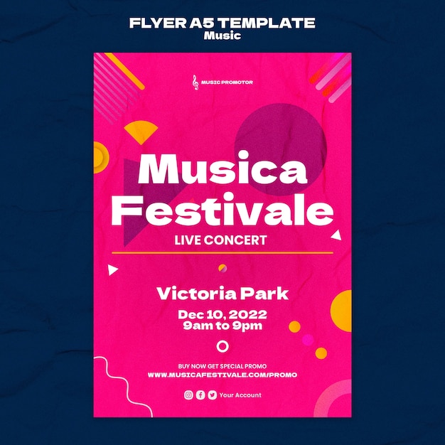 Creative Flat Design Music Poster Template – Free Download, Download Free Stock Photo