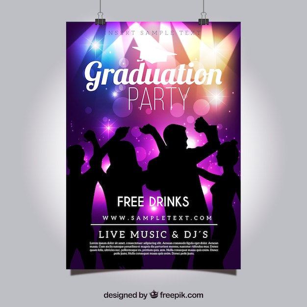 Graduation Party Brochure with Silhouettes – Free to Download