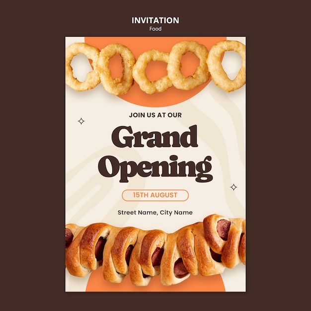 Delicious Food Invitation Template – Free Download for PSD Lovers