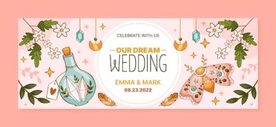 Hand Drawn Boho Wedding Facebook Cover – Free Download