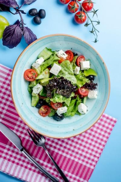 Mixed Vegetable Salad with White Cheese – Free Stock Photo for Download