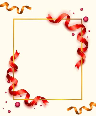 Golden and Red Ribbon Frame Vector Illustration – Free Download