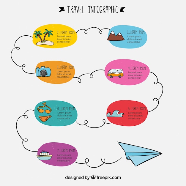 Hand Drawn Colorful Travel Infographic – Free Download