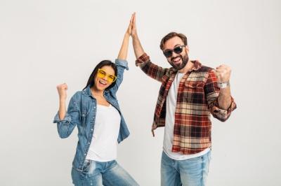 Happy Smiling Couple Celebrating Success – Free Stock Photo, Download Free