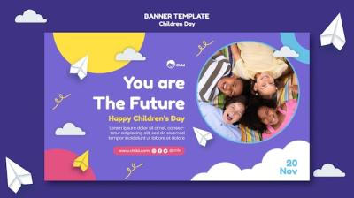 Fun Colorful Children’s Day Horizontal Banner Template – Free Download