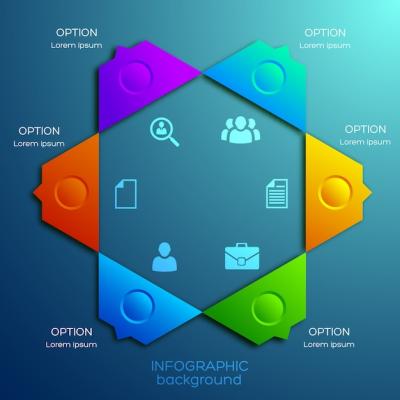 Colorful Hexagonal Chart with Business Icons – Free Download