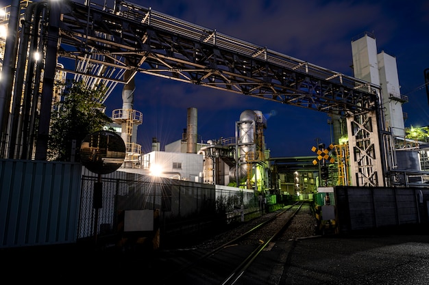 Environmental Pollution and Factory Exterior at Night – Free Download