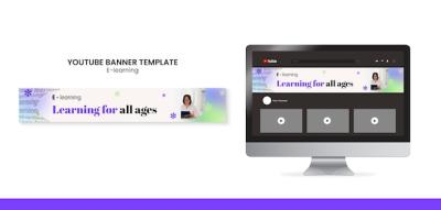 Gradient E-Learning YouTube Banner Template – Free Download