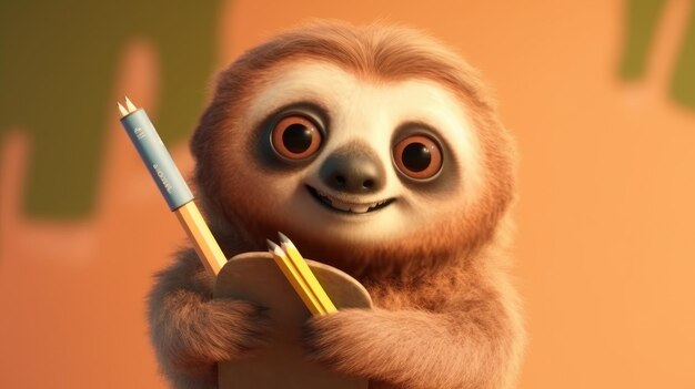 A Sloth Holding a Pencil in Its Hands â Free Stock Photo for Download