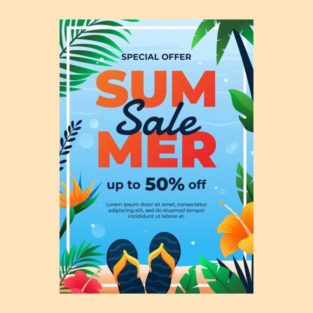 Summer Season Gradient Sale Poster Template – Free Download