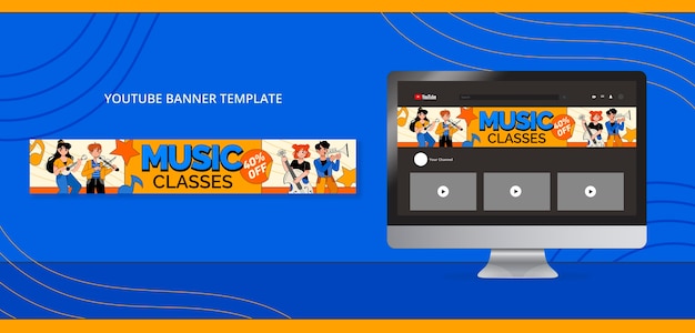 Flat Design Music Classes Template – Download Free Stock Photo