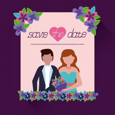 Flat Style Wedding Couple Vector Template – Free Download