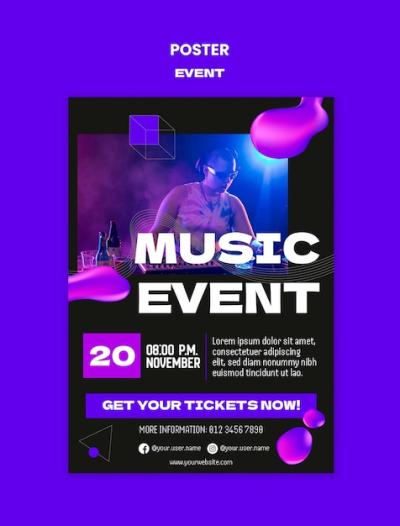 Music Event Poster Template Design – Download Free Stock Photo