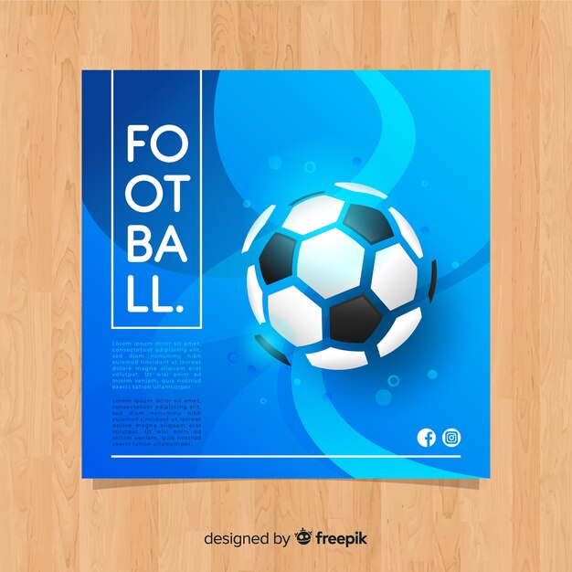 Flat Blue Football Banner Template – Free Download