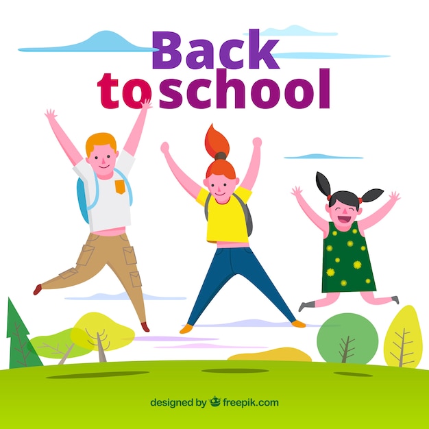 Back to School Background Featuring Jumping Kids – Free Download