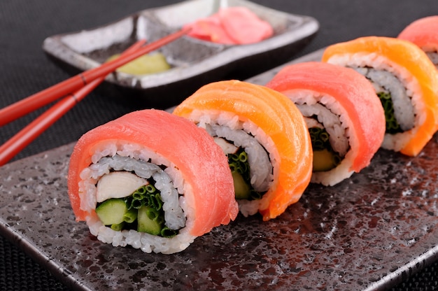 Tuna Sushi Roll with Chopsticks – Free Stock Photo for Download