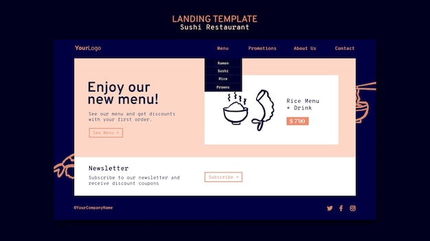 Sushi Restaurant Landing Page Template – Free Download