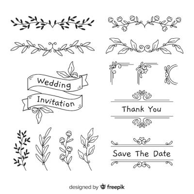 Hand Drawn Wedding Ornaments Collection – Free Download