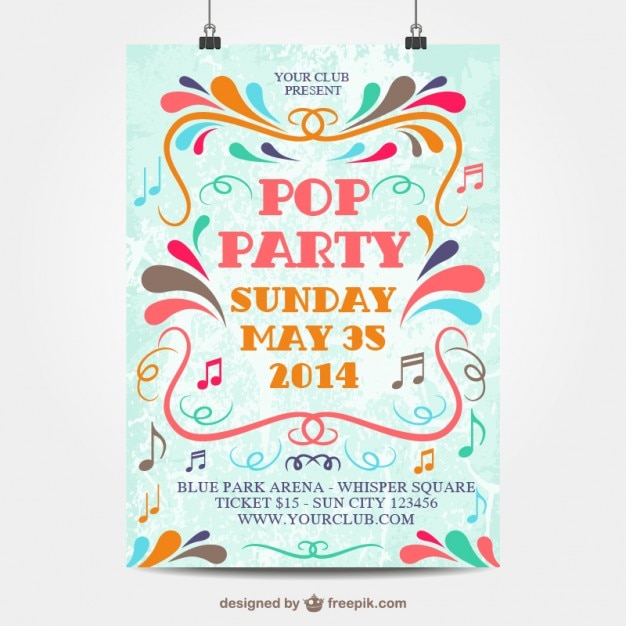 Pop Party Poster Template – Free Download