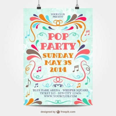 Pop Party Poster Template – Free Download