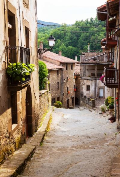 Street of Catalan Town in the Pyrenees – Free Download