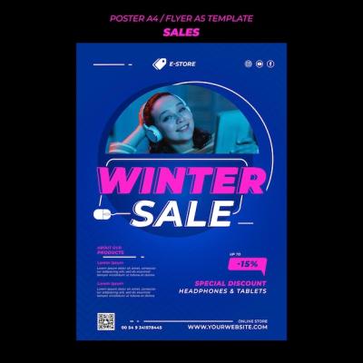 Flat Design Sale Poster Template – Free to Download