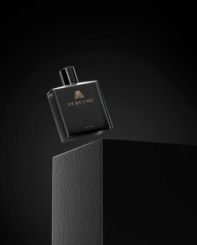 Black Square Perfume Logo Product Mockup on Black Background – Free Stock Photo Download