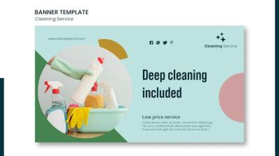 Professional Horizontal Banner Design for House Cleaning Companies – Free Download