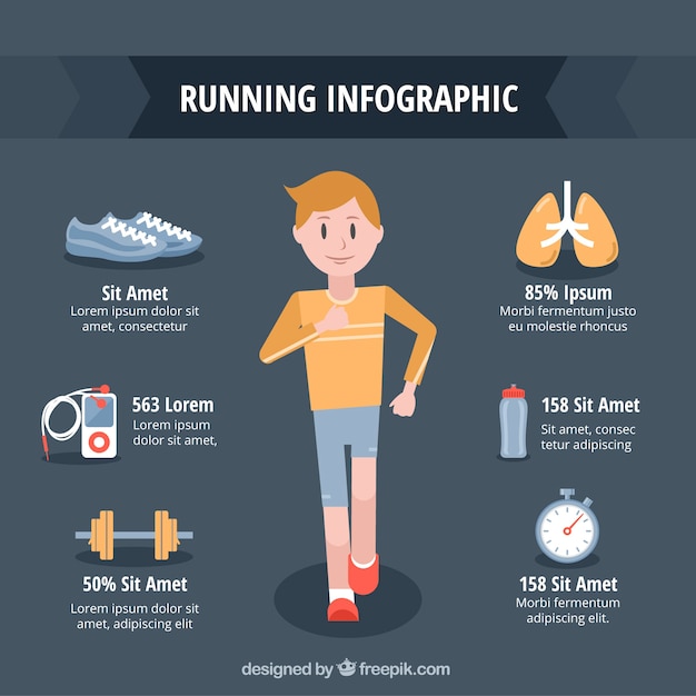 Flat Design Running Infographic Template – Free Download