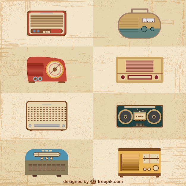 Vintage Radio Set Vectors – Download Free Stock Photo