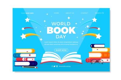 Flat World Book Day Landing Page Template – Free Download