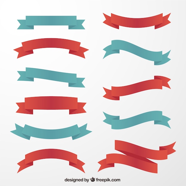 Vintage Green and Red Ribbons Vector Templates – Free Download